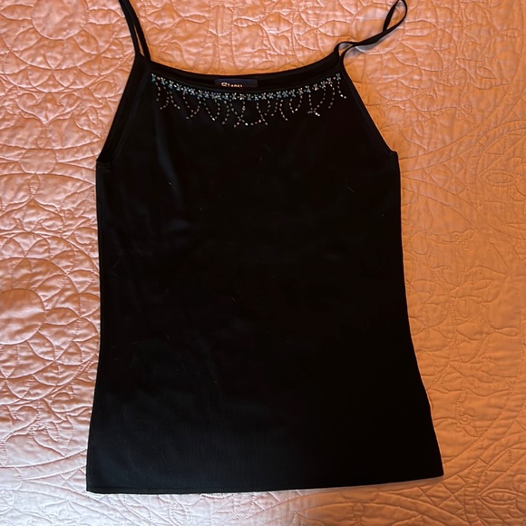 Ladies Black Twinset. Casual or dress. Delicate beaded trim. Cami & Sweater. 2pc - Picture 3 of 7